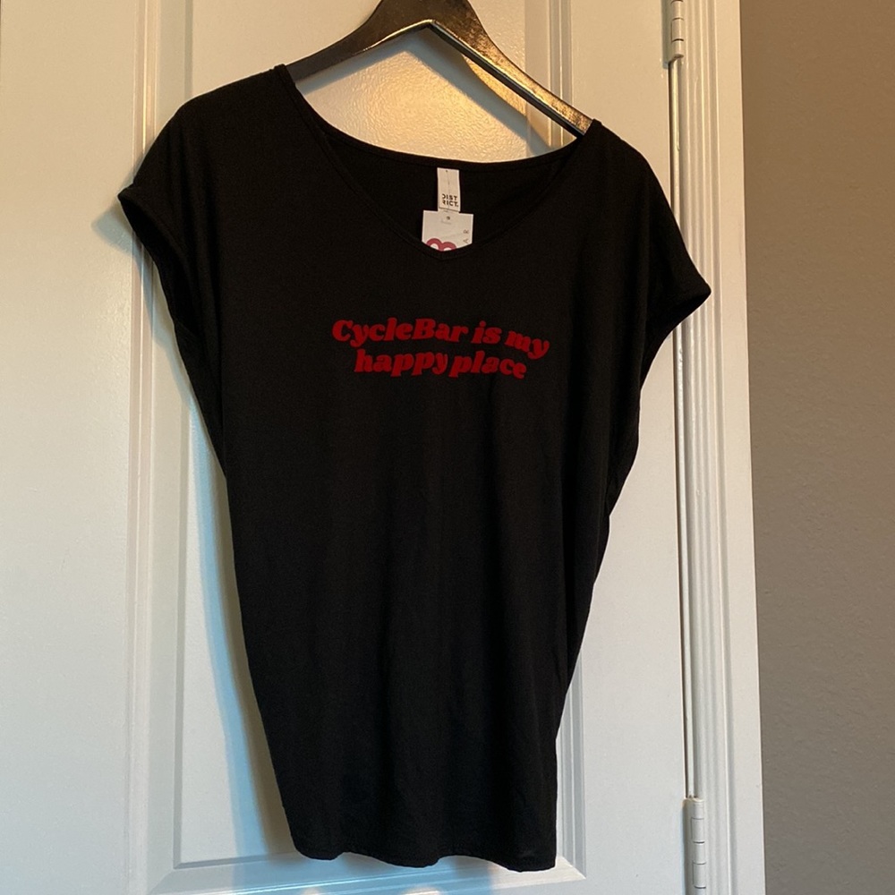 CycleBar Happy Place Cross Back Drapey Tee NWT
